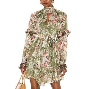 NWT HEMANT & NANDITA Neem Voluminous mini olive dress